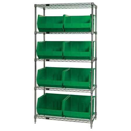 QUANTUM STORAGE SYSTEMS Chrome Wire Shelving Unit with Bins WR5-270GN